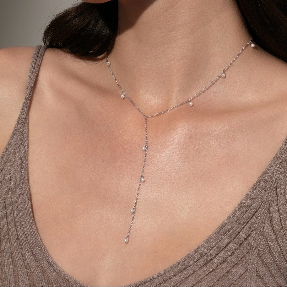 New Uncommon James Silver Pearl Lariat Necklace 32$
